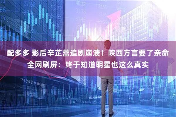 配多多 影后辛芷蕾追剧崩溃！陕西方言要了亲命全网刷屏：终于知道明星也这么真实